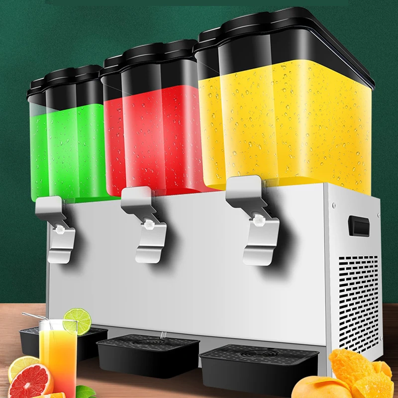 

Commercial Juice Three Cylinder Beverage Machine Restaurant Self-Service Snow Melting Cold And Hot Drinks Sprinkler 54L