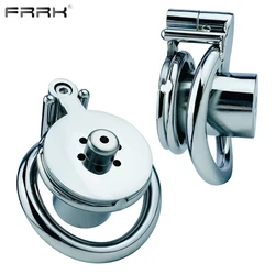 FRRK Metal Penis Rings Negative Male Flat Chastity Cage Device Cocklock With Hex Lock Cylinder Tube Erotic Sex Toys For Men