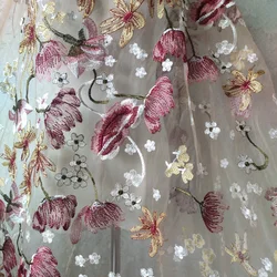 Haute Couture Tulle Mesh Lace Embroidery women's Wedding Dress Fabric Curtain DIY Gauze Skirt Sewing Stitching Material Cloth