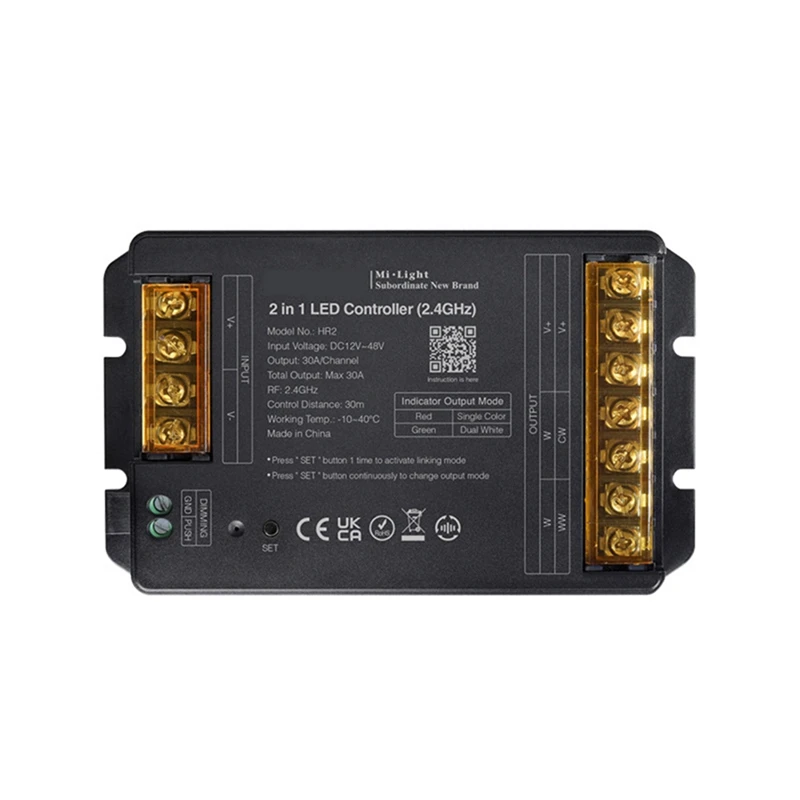 Controller LED 2IN1 Controller 2.4Gwifi+RF Corrente grande Max 30A per striscia LED monocolore/doppio bianco/RGB/RGBW/RGB/CCT