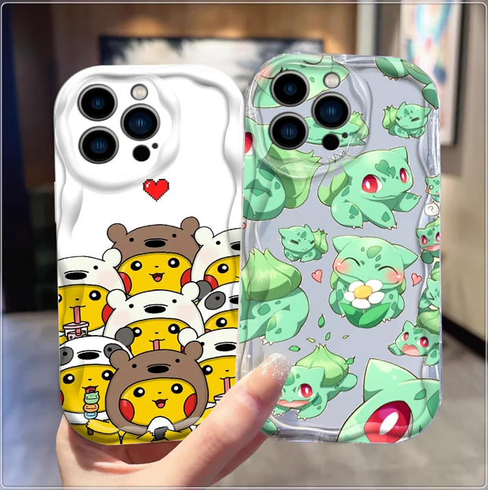 Bulbasaur Pikachu Pokémon For Apple iPhone 15 14 13 12 11 XS XR X Pro Max Plus Wave Oil Back Phone Case