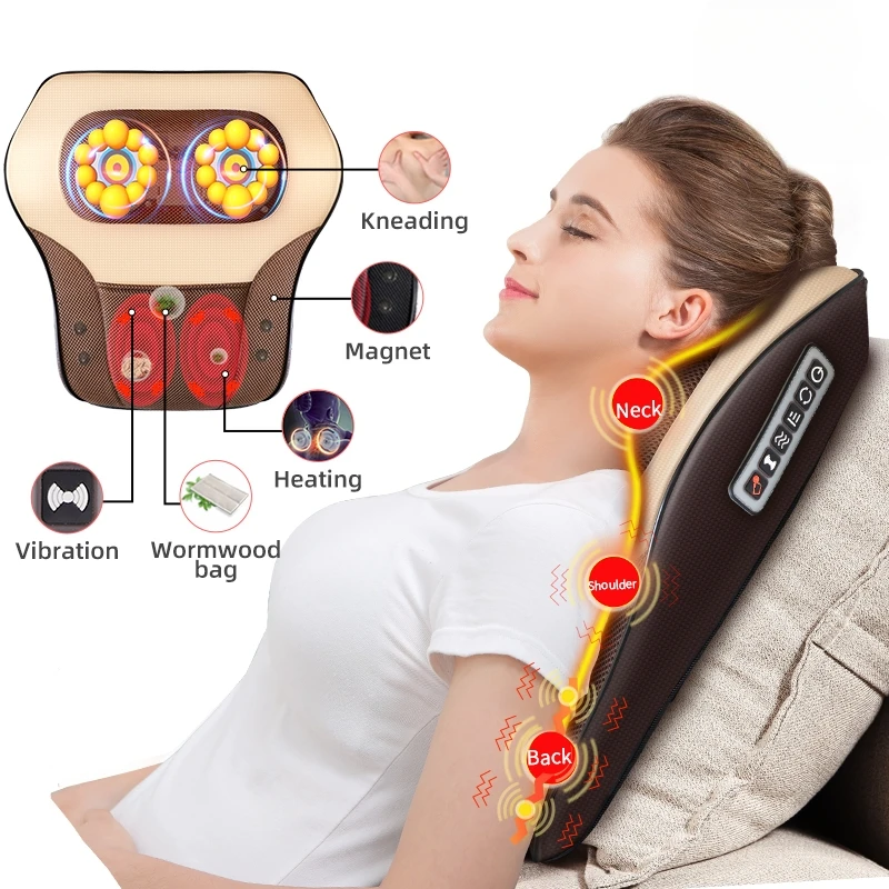 For Jinkairui Shoulder Cervical Electrical Massage Pillow Double Vibration Neck Back Multi-functional Lumbar Cushion Best Gift