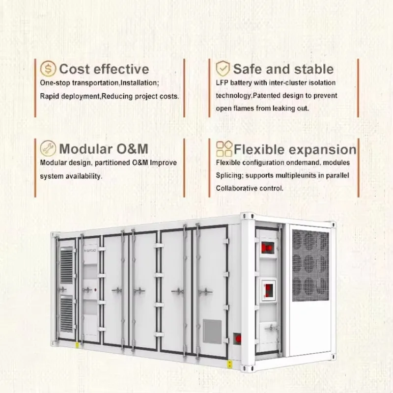 1MWh 2MWh Battery Energy Storage System Commercial Industrial BESS LiFePO4 Battery for Industrial SolarCustomized