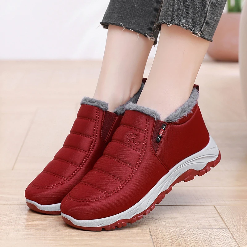 2024 Winter Women\'s Men\'s Boots Waterproof Slip On Shoes Men Keep Warm Snow Ankle Boots Outdoor Comfortable Tennis Sneakers Man