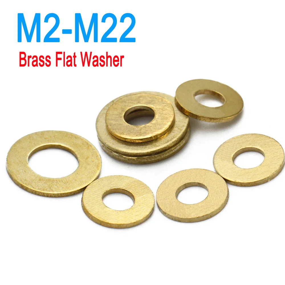 M2 M2.5 M3-M6 M8 M10 M12 M14 M16 M18 M20 M22 GB97 Solid Brass Gasket Shim Copper Metal Meson Brass Flat Washer Pad Spacer