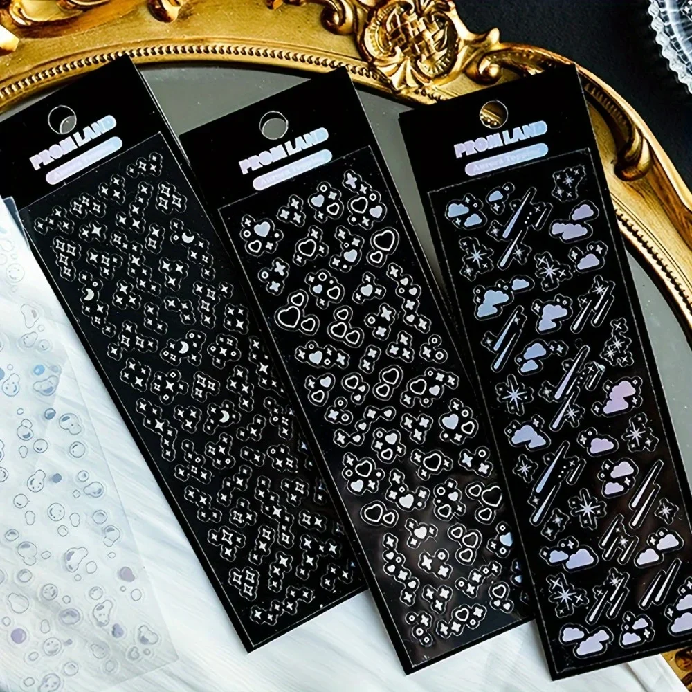 12 Sheets Waterproof Glittering Laser Stars Dot Decorative Stickers for  Scrapbooking DIY Photo Card Decoration Collage