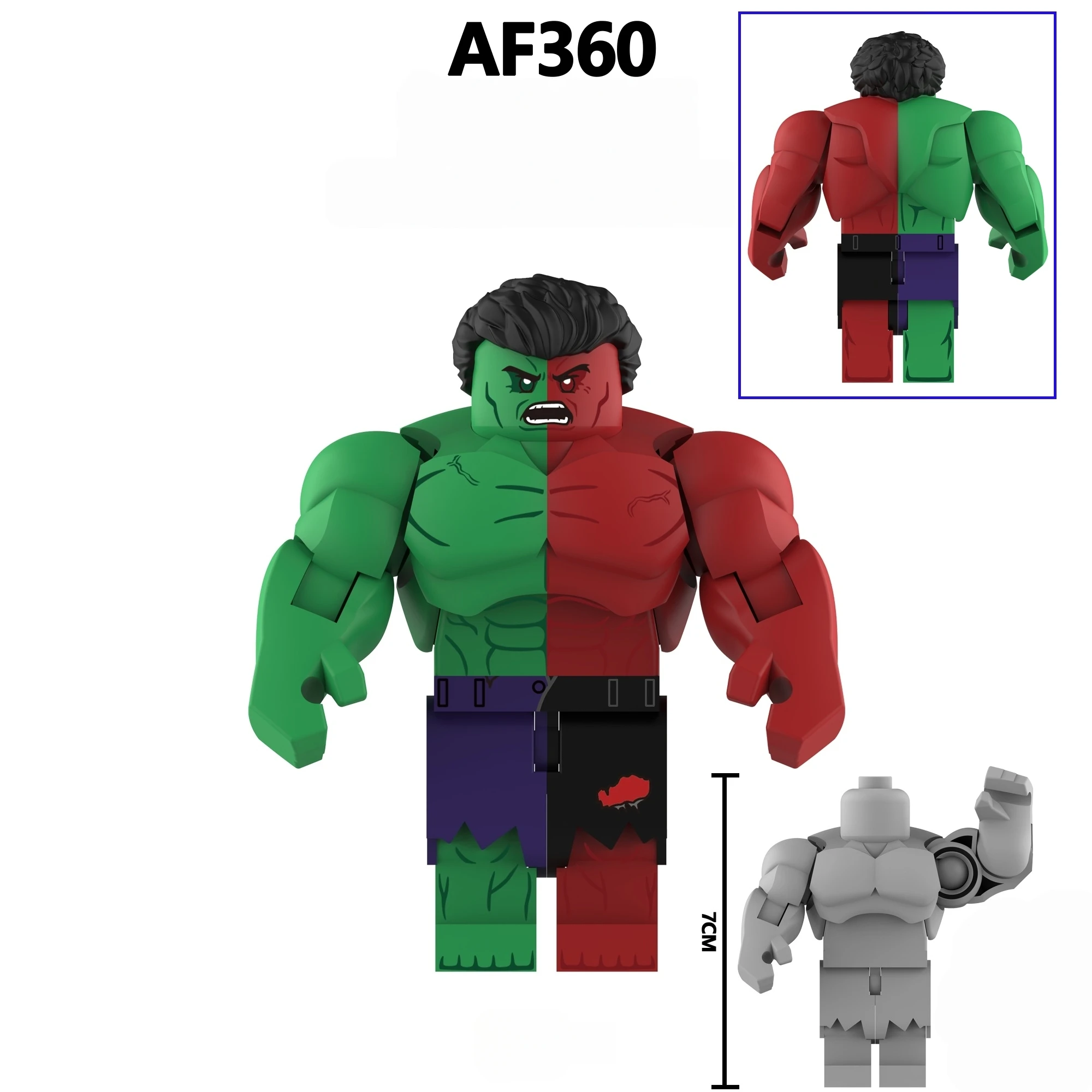 7cm Large Size Super Power Hero Compound Green Red Giant Blue Beast Stone Man Steel Arm Collectible Building Blocks Action Figure