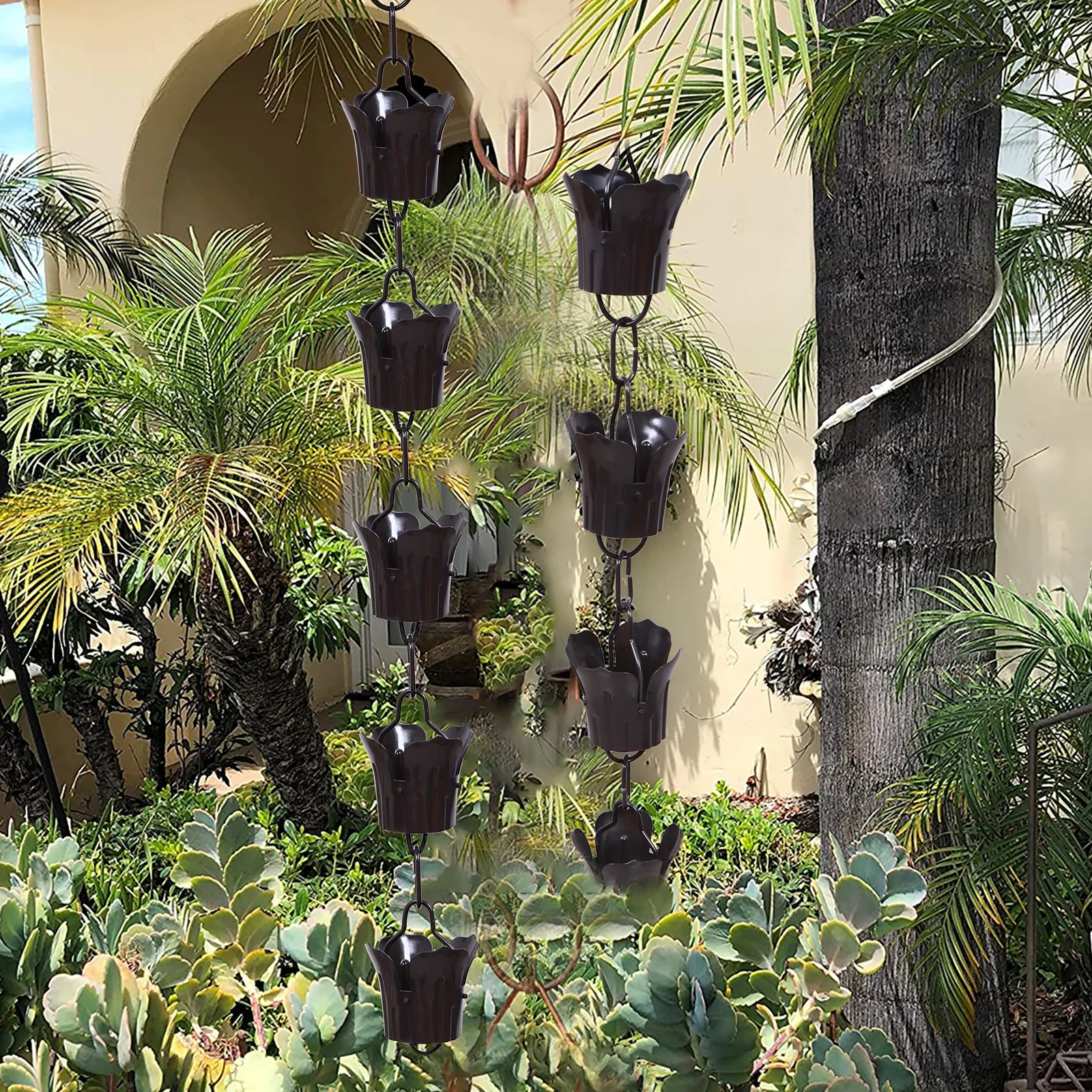 

1M Chain Large Petal Rainwater Divert Chain for Gutter Downspout Winter Drainage Rain Chains Villa Roof Garden