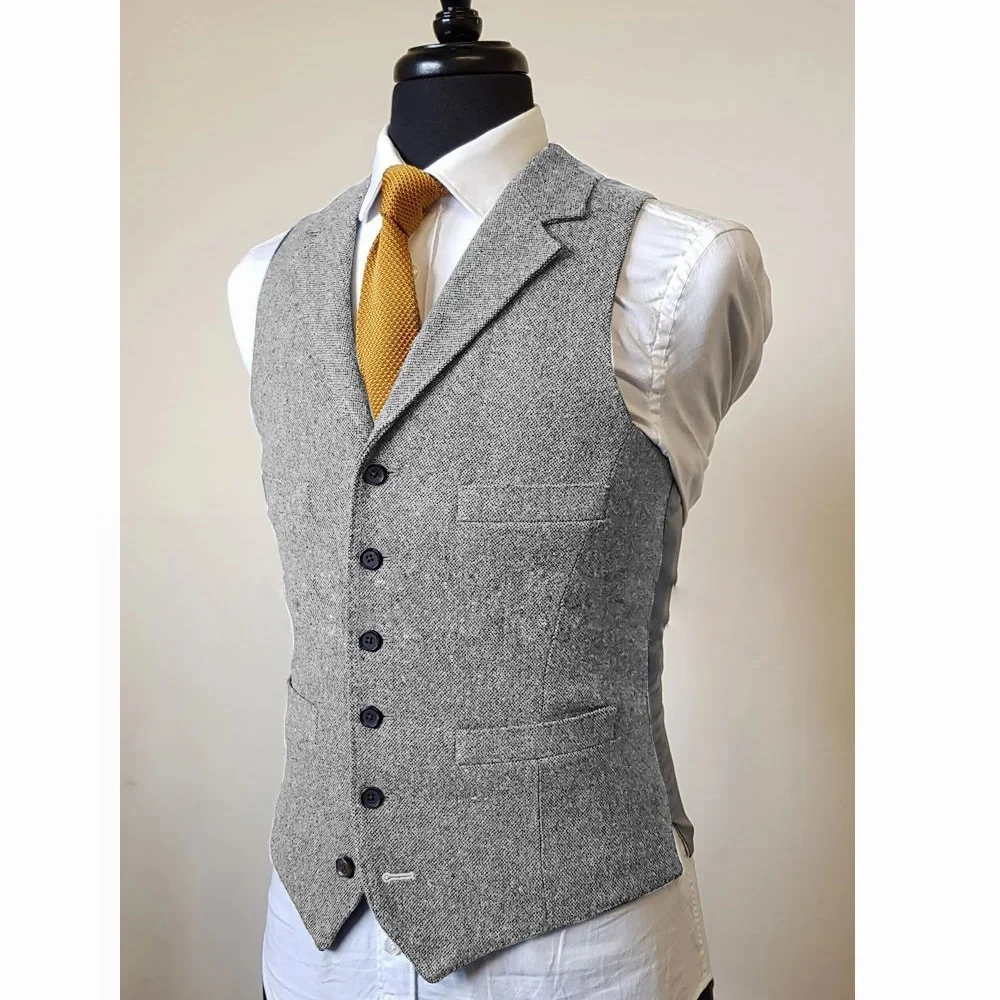 New Men's Vest Formal Man Vests for Men Business Casual Single Breasted Sleeveless Vest Herringbone Male Summer Gilet Waistcoat