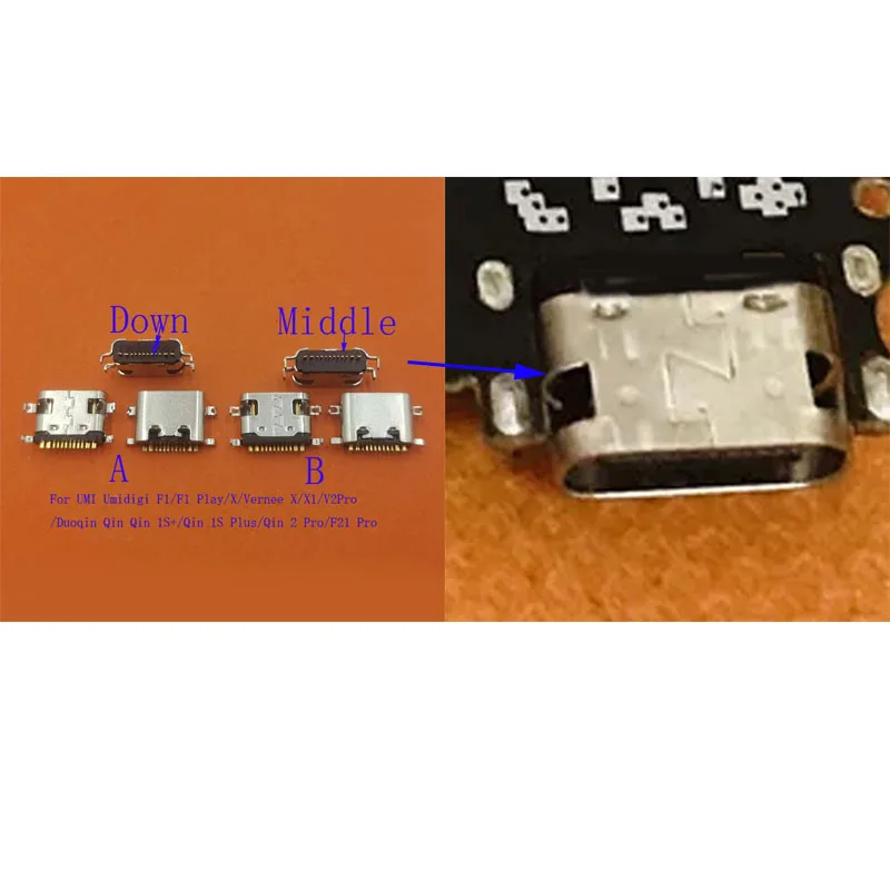 2-50Pcs Type C Charging Charger Dock Connector Plug USB For Umidigi F1 Play Vernee X X1 V2 Duoqin Duo Qin F21 2 Pro 1S+ 1S Plus