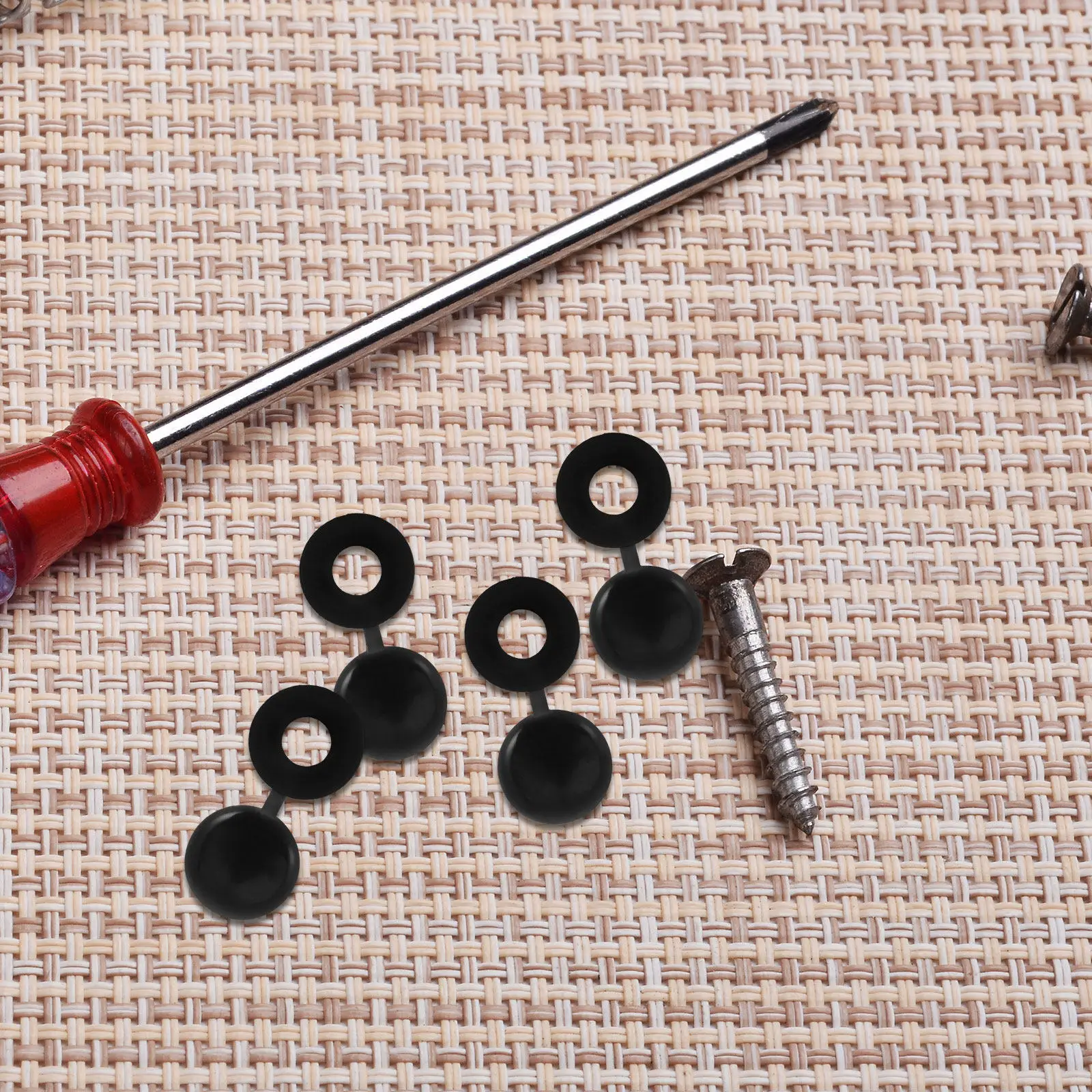 Cabinet Hinges - 500Pcs Black Plastic Screw Caps Flip