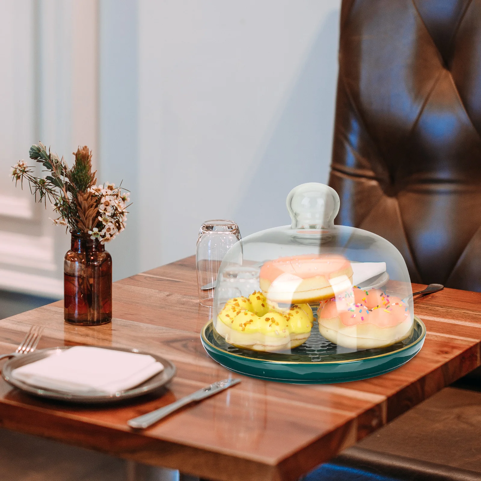 

1Set Dessert Tray High Grade Ceramic Glass Food Serving Plate for Parties Weddings Birthdays Fruit Cake Storage Bread Snack