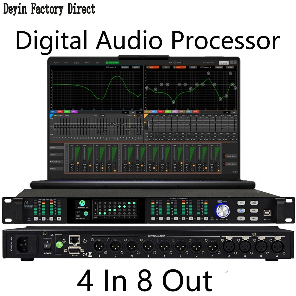 Wholesale Professional Digital Audio Processor ADSP-21571 Digital DSP Processor FIR 512 Speaker Manager with EQ Audio System PC