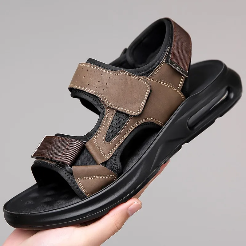 

Men's Sandals Genuine Leather Beach Shoes Air Cushion Soft Sole Anti Slip Breathable Sandals For Men's Sandalias Para Hombre