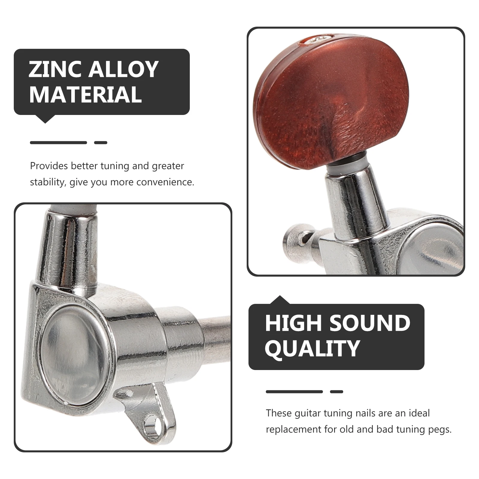 

6 Set Fully Enclosed Chord Shaft Guitar Pegs Replacement Seal Guitars Tuners Acoustic Zinc Alloy Tuning Keys