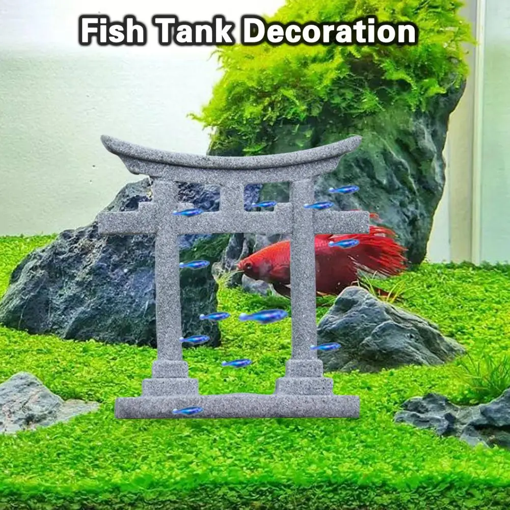 Aquarium Ornament Japanese Shinto Torii Shrine Gate Aquarium Decor Set for Landscape Miniature Fish Tank Ornaments Japan Style