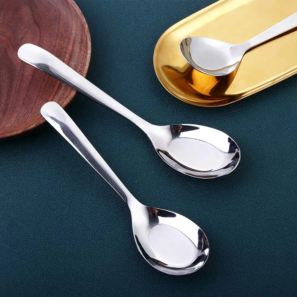Home Stainless Steel Kitchen Cooking Flatware Dinner Scoop Tableware Soup Spoon