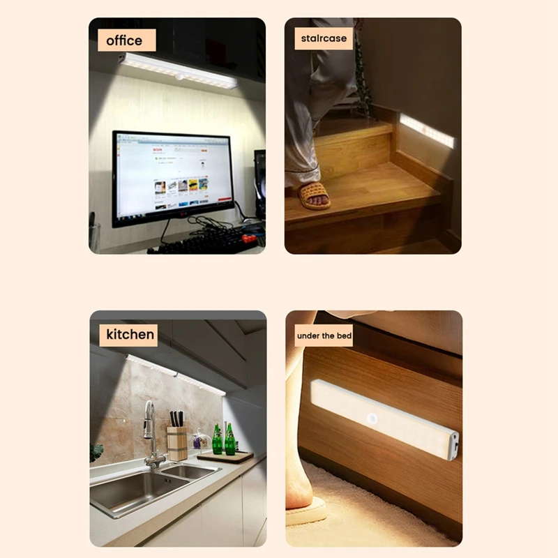 Automatic Household Human Body Intelligent Sensor Light Super Bright Cabinet Light For Corridor Drawer,White