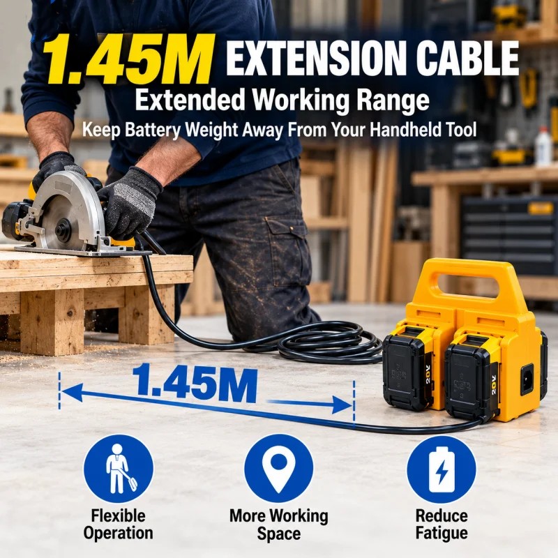 Dewalt 18V/20V 배터리용 전원 어댑터, 4구 분배기, 1.45m 케이블, 무게 ... - 3