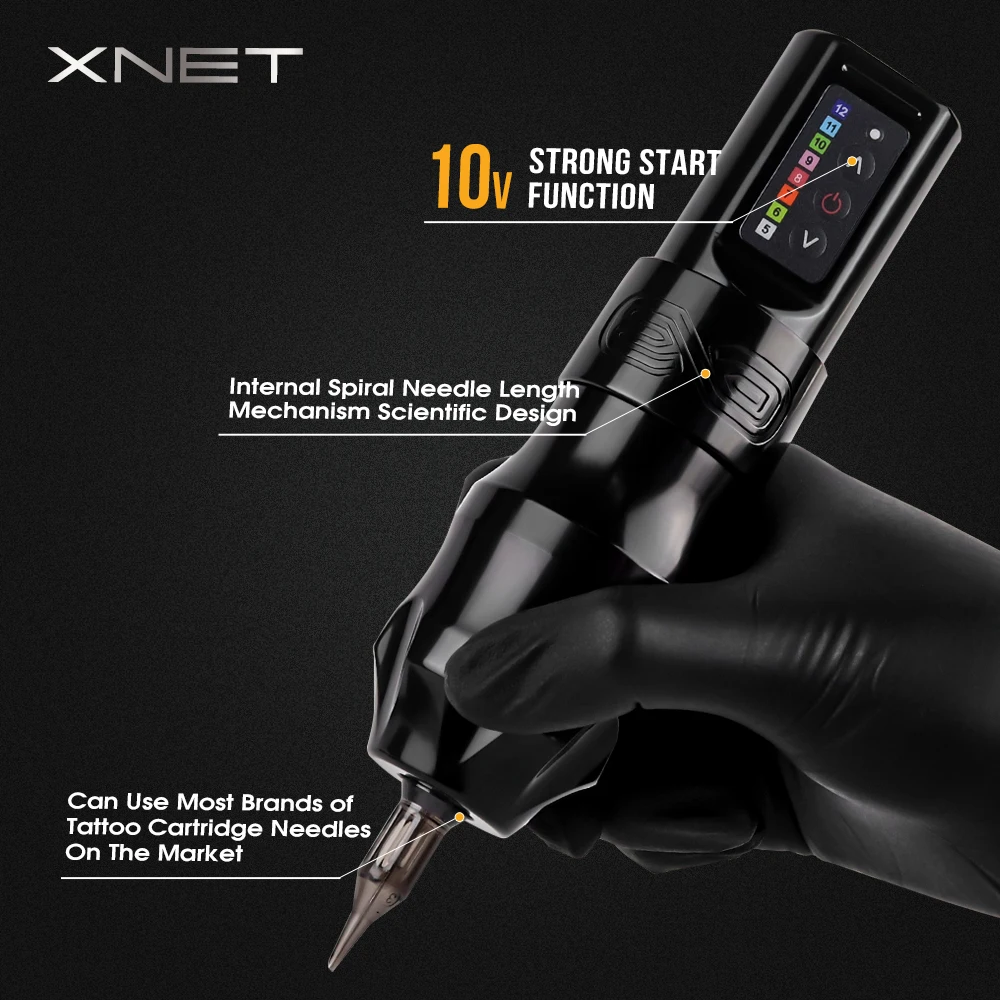 XNET EXO-máquina de tatuaje inalámbrica profesional, pluma giratoria, potente Motor Sin Núcleo, capacidad de batería de 2400mAh para tatuador