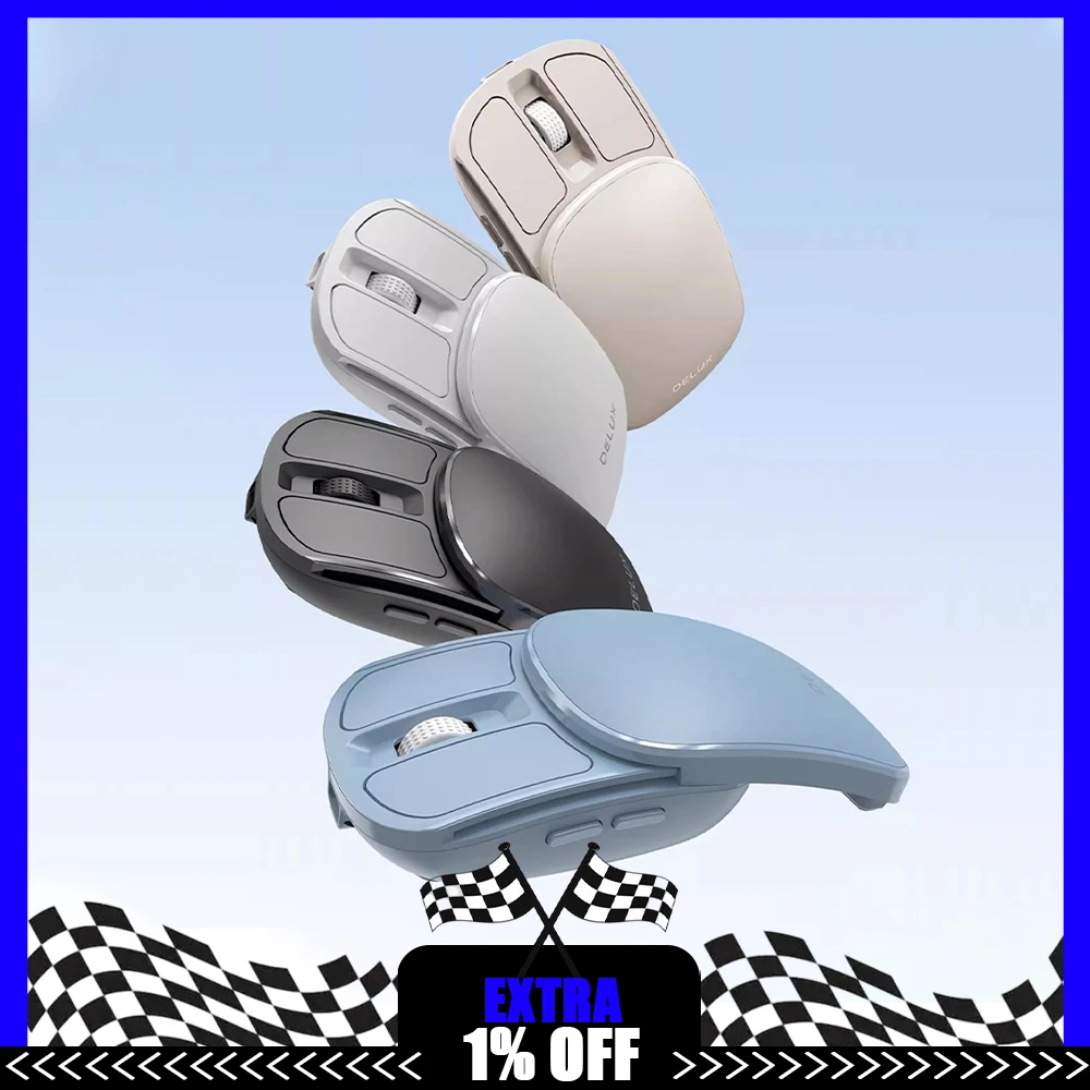 DeLUX MF20 Office Mouse Protophase Dual Mode Link 300mAh Light Weight Wireless Mouse Fifth Gear DPI Mute For Pc Accessories Gift