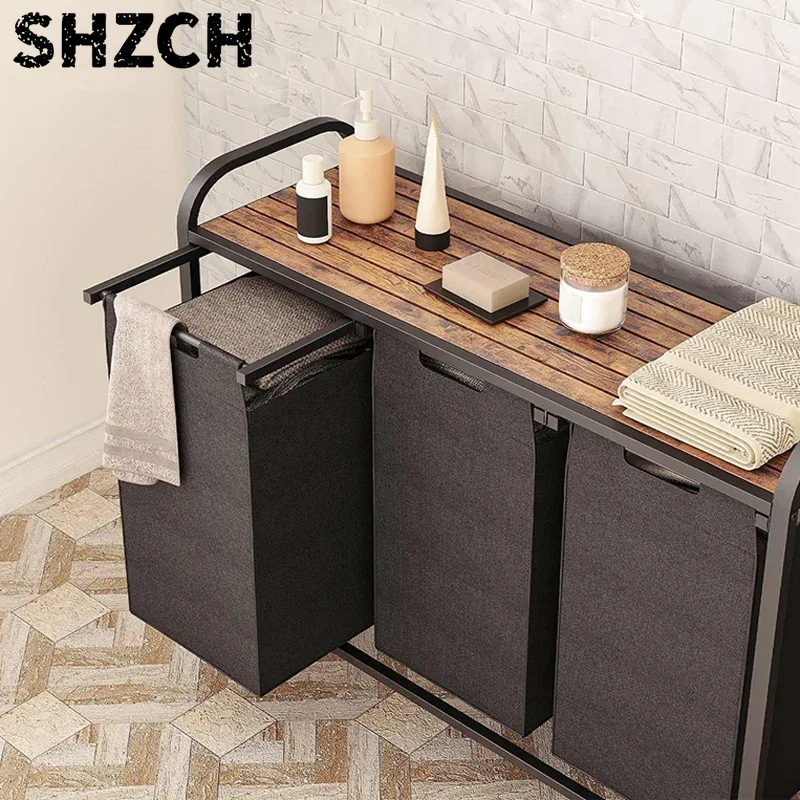 Home Multifunctional Cart Storage Rack Floor Classification Dirty Clothes Basket With Wheel Movable Clothes Storage Basket