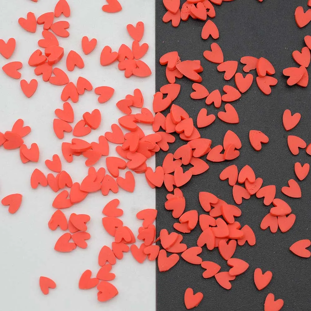 100G/Lot 5mm Polymer Clay Slices Heart Sprinkles Lovely Confetti for Crafts Making, DIY