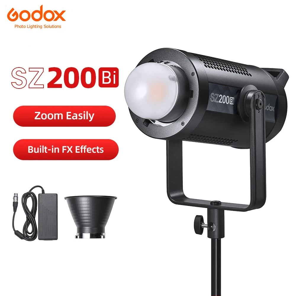 

Godox SZ200Bi 200W 2800-6500K Bi Bi-Color LED Video Light for Live Photography Zoomable Studio Camera