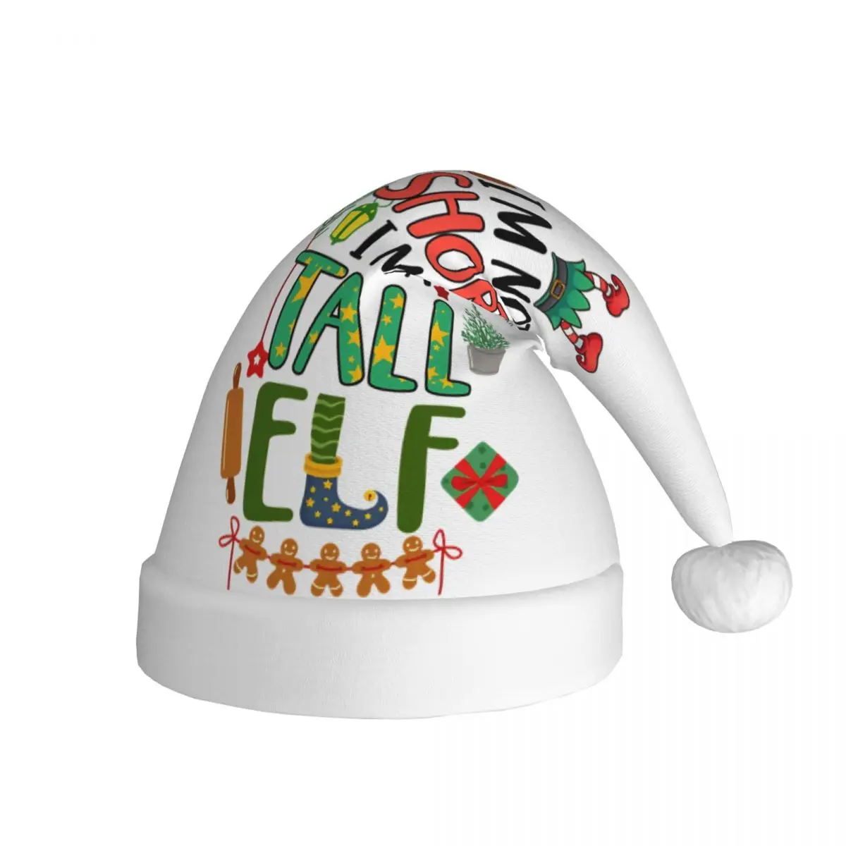 I'm Not Short I'm A Tall Elf Christmas Cartoon Christmas Hats for Adult Men Women Santa Hat Cap Christmas Party Decoration Gift