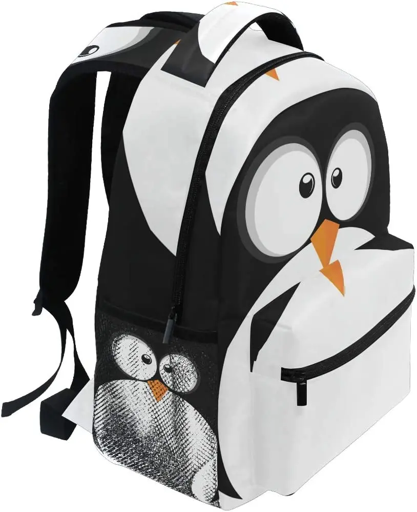 School Backpack Cute Penguin Bookbag for Boys Girls Teens Casual Travel Bag Computer Laptop Daypack