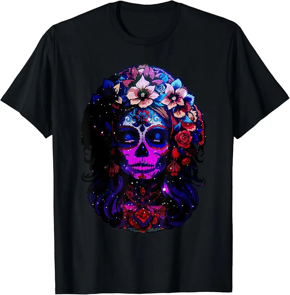 La Catrina Sugar Skull Women T-Shirt  Cotton Luxury brand vintage oversized