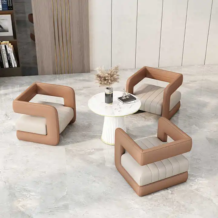 !@Light Luxury Modern Design Coffee Table Sofa Set Synthetic Leather Cover for Living Room Office Meetings
