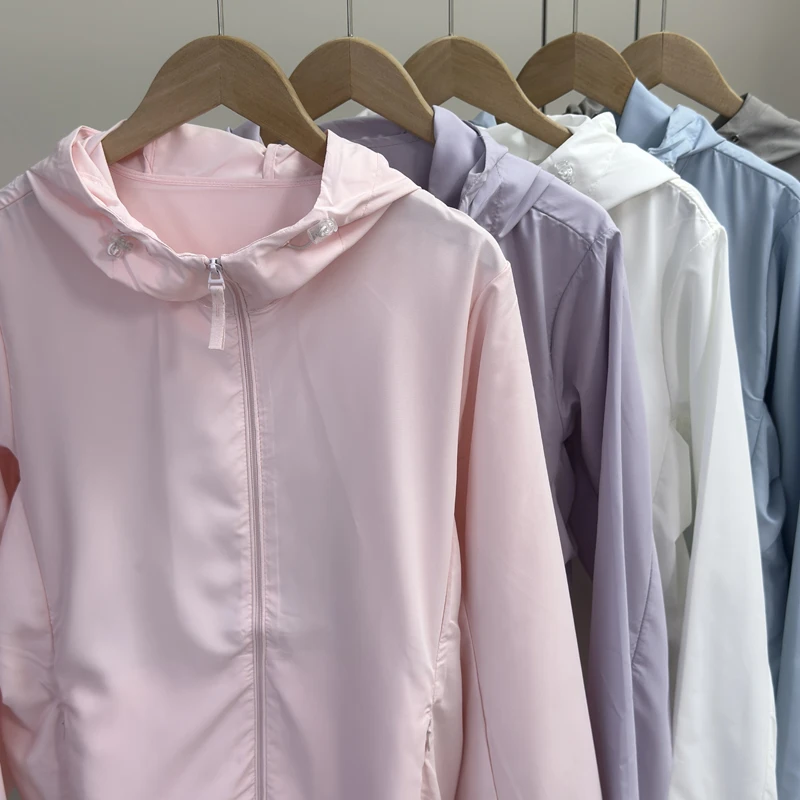 

Portable Lightweight Breathable Uv Protection Skin Hat Jaet Upf50 plus Anti-Uv Outerwear Long Sve Hooded Regular Length