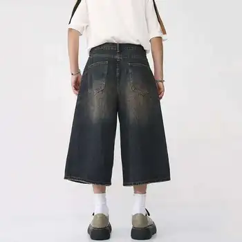 IEFB Korean Style Vintage Men's Jeans Summer Loose Male Wide Leg Knee Length Shorts New Washed Fashion Short Denim Pants 9A8825 3
