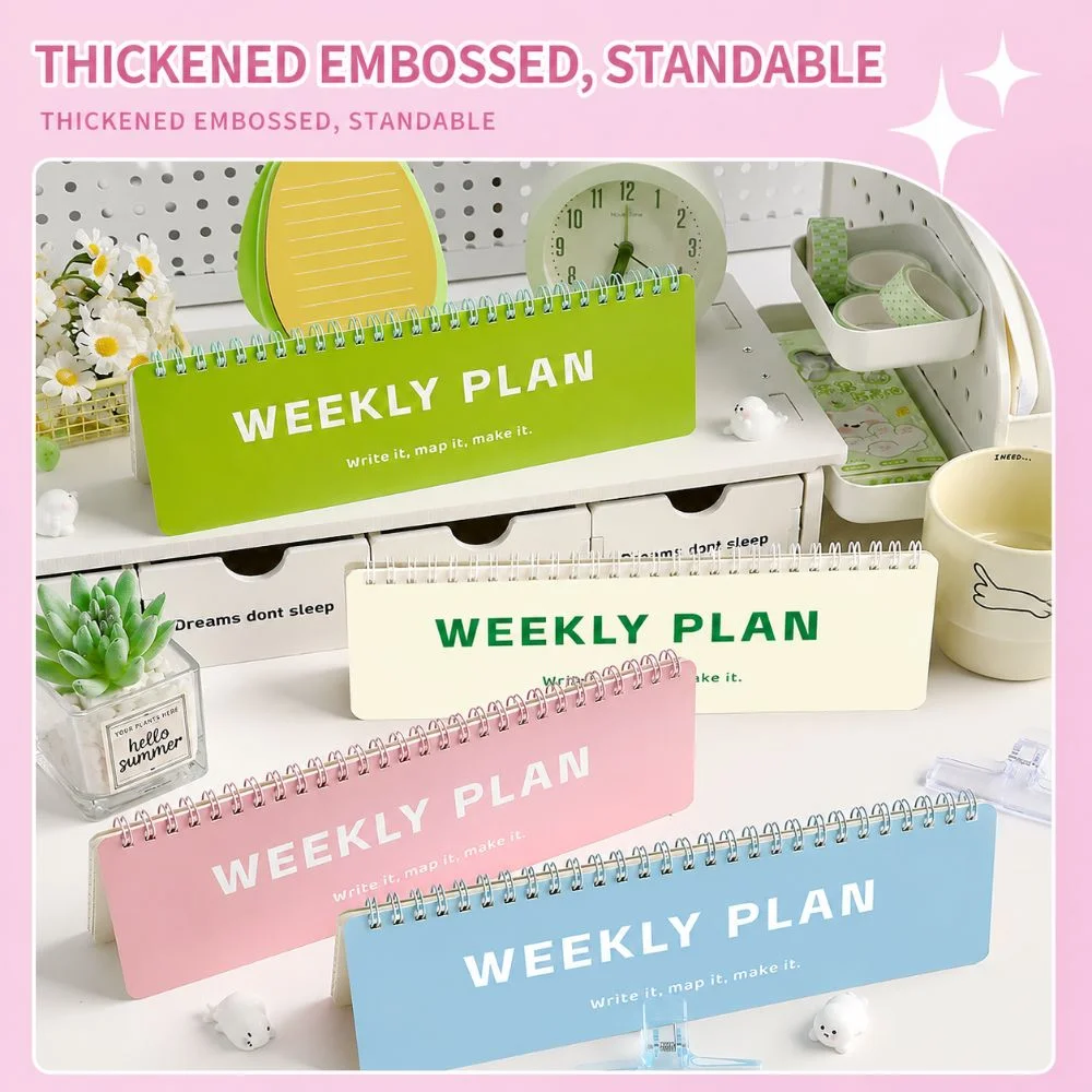 Flip Top Coiled Weekly Planner Notebook Portable Handwriting Daily Habit Tracker Self-discipline Checklist Planner Students