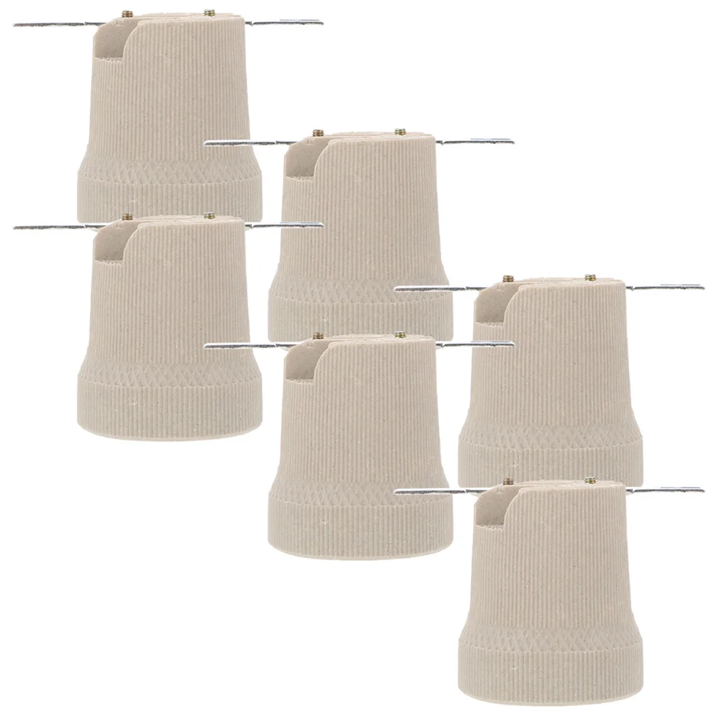 

6pcs Ceramic E27 Screw Lamp Socket Replacement Thickened Heat Resistant Light Bulb Holder Industrial Style Diy Lamp Parts For