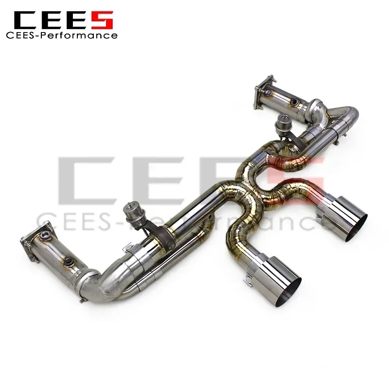 CEES High Flow Midpipe X-Pipe Exhaust For Porsche 911 991.2 Carrera S MA1.75 3.0T 2016+ Stainless Steel Resonator Delete