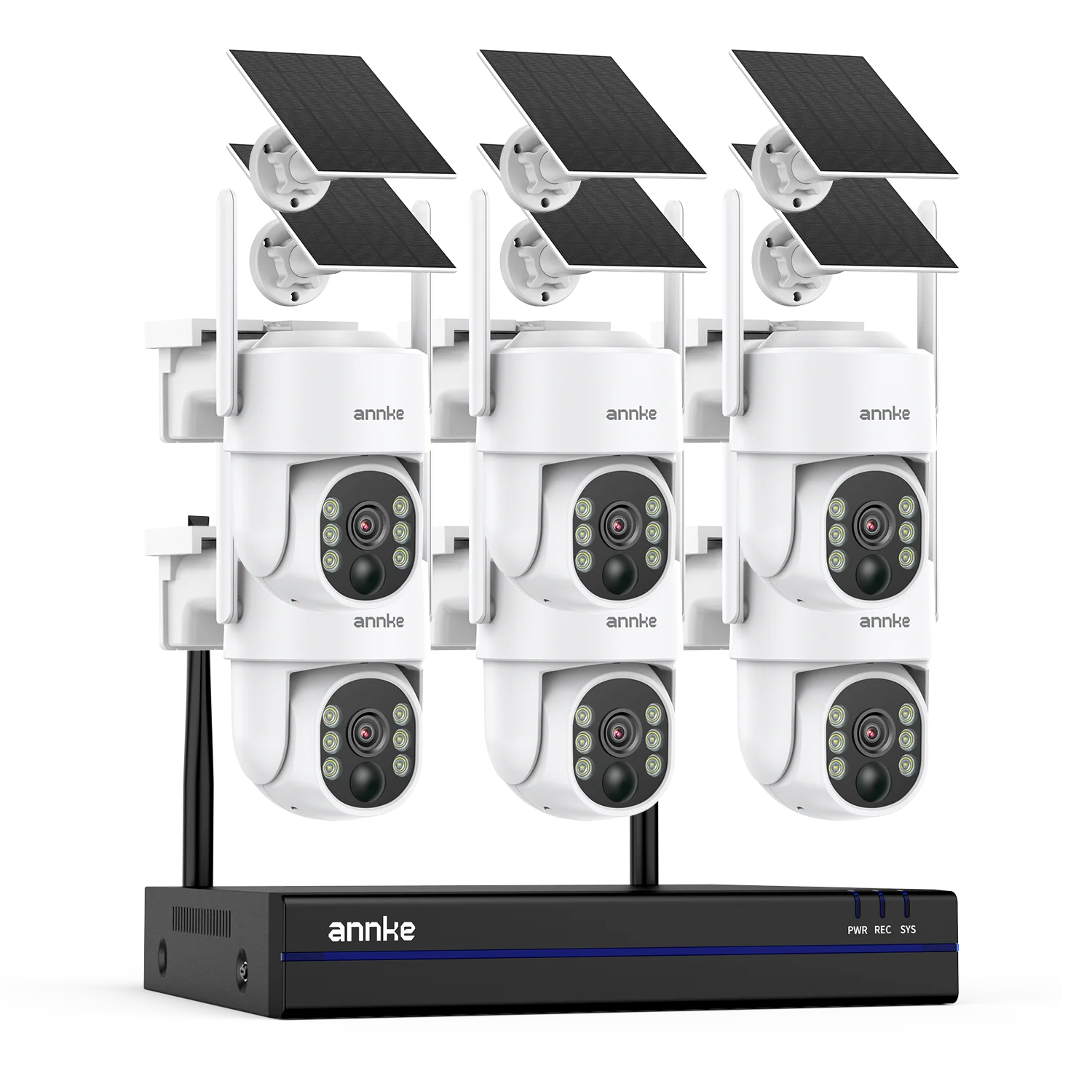 Annke 4MP Draadloze PT Solar Camera 16CH NVR 2.4G & 5.8G dual-band Beveiligingscamera Solar Ingebouwde batterij draadloos camerasysteem
