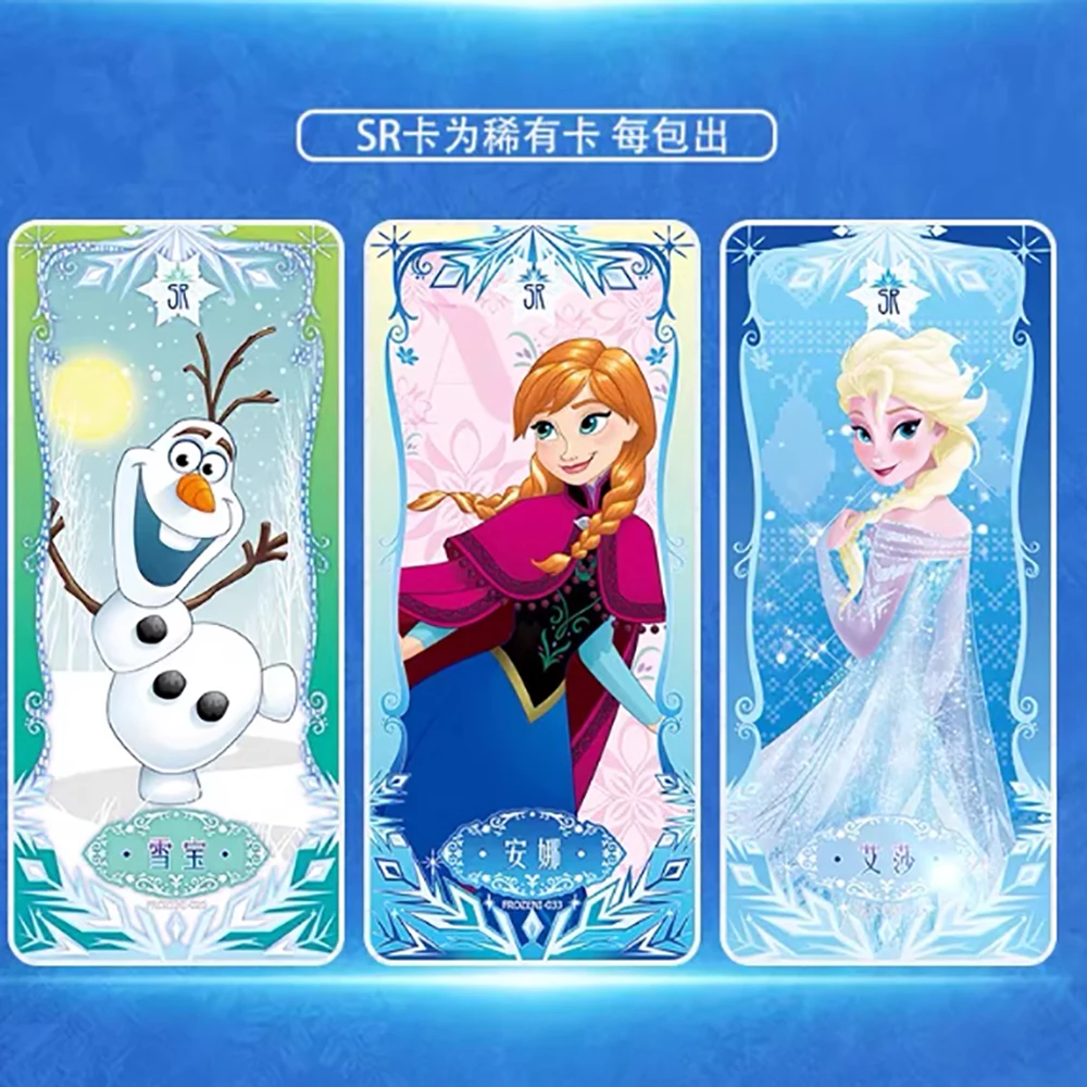 Cartas de colección de Frozen de Disney, juego de personajes de película de Anime, caja de tarjetas de juguete de Elsa, Anna, cristal limitado, SSR