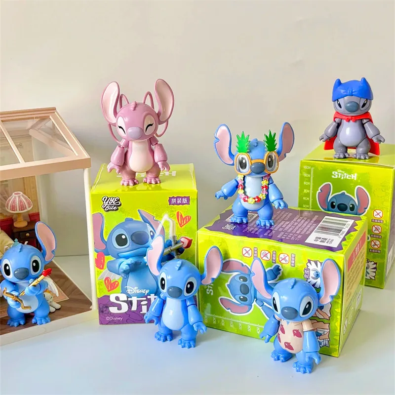 

Disney Stitch собрать слепая коробка мультфильм стежка ангел кавайная модель строительные блоки куклы экшн-фигурка орнамент рождественские подарки
