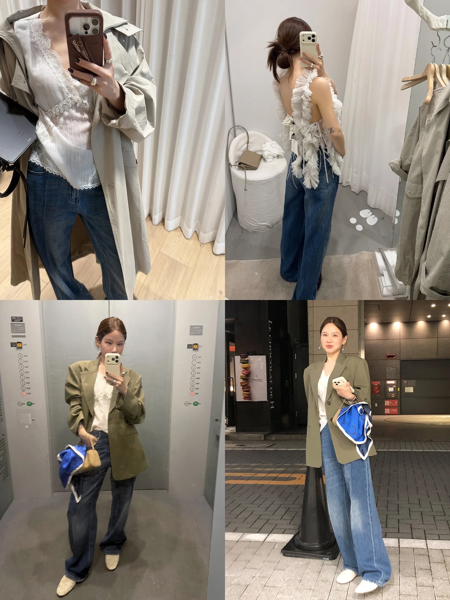 

Модные двухцветные джинсы WXLSTUDIO с эффектом потертости, свободного прямого кроя, женские, весенняя новинка, повседневные, из хлопка со стрейчем, на молнии