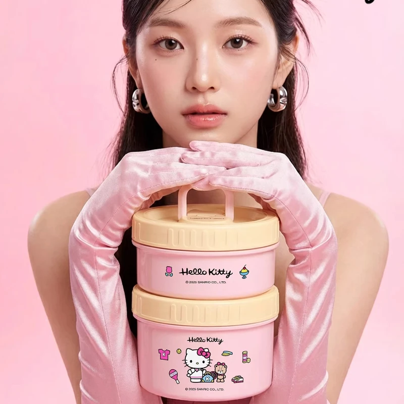 

Japanese Sanrio Cartoon Hello Kitty Bento Box Set Kawaii Portable High Beauty Lunch Box Children's Festival Gift