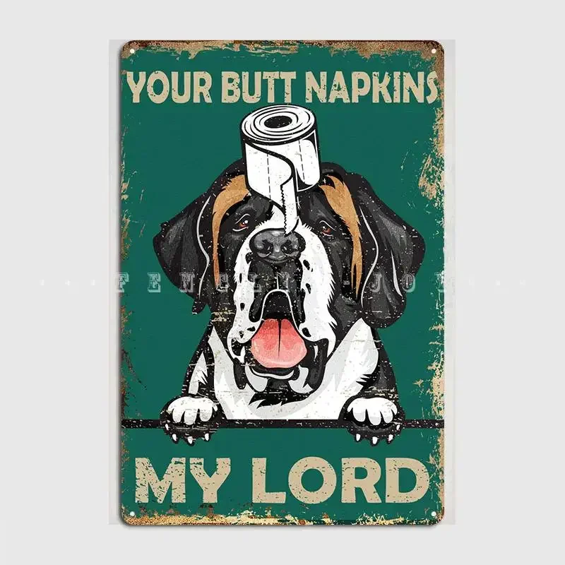 Saint Bernard Funny Napkin Metal Sign Club Cave Pub Create Painting Décor Tin Sign Poster