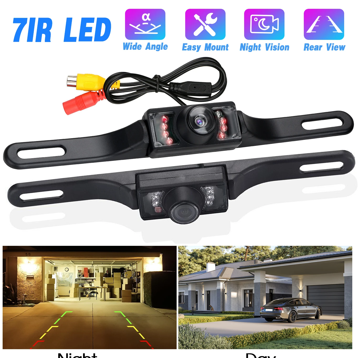 

License Plate Backup Camera for Car, HD Night Vision Rear View Camera for Safe Driving,Reverse Camera for Most Cars Trucks SUVs