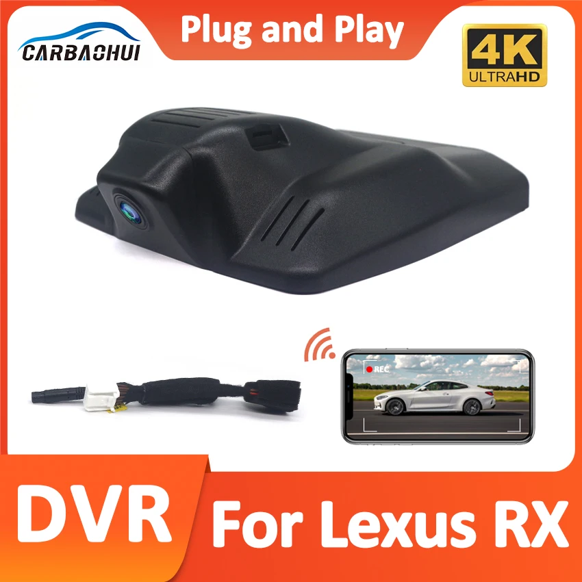 4K UHD 2160P Plug and Play WiFi coche DVR grabadora de vídeo Dash Cam para Lexus RX 2023 2024 350 RX350h RX500h, DashCam inalámbrico