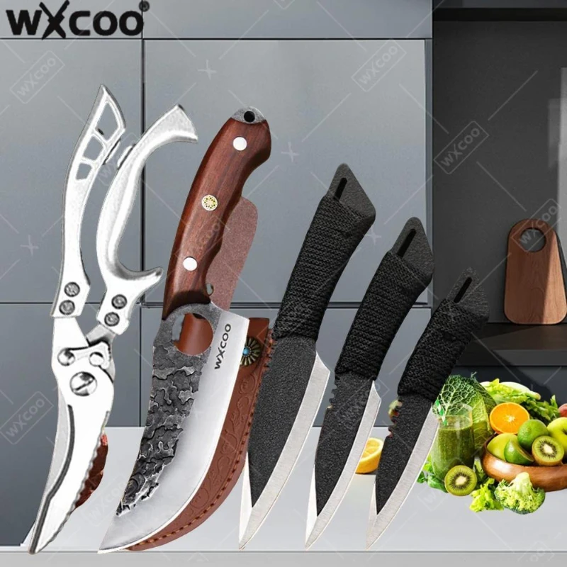 

WXCOO Kitchen Knife Stainless Steel Steak Sharp Blade Boning Cleaver Hand-Forged Butcher Knife Multifunctional Kitchen Supplies