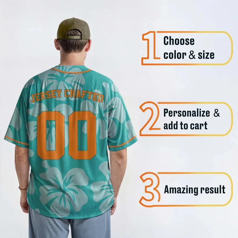 Custom Hawaiian Baseball Jersey Blue and Orange With Piping - Design Your Own 3D Printed Men For Women Shirt Casual Team Shirts