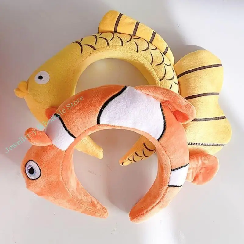 

R7uf милая фаршированная клоунская рыба форма для волос -обручи женщины мыть лицо повязкой повязкой повязкой для повязки на