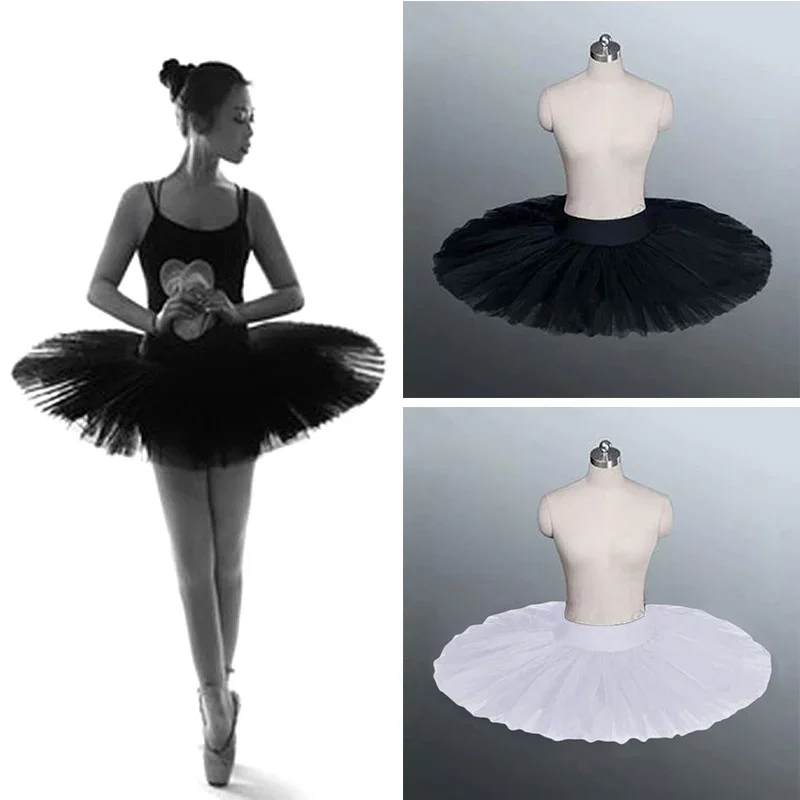 Kids Ballet Tutu Skirt Dance Performance Costume Adult Dance Practise Dancewear Black White Red Color Multi-layer Ballet Skirt