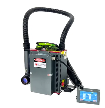 power 500W wind-cooled GY-FLC50SC backpack laser cleaning machine maximum pulse energy 1.1mJ battery life 2hour